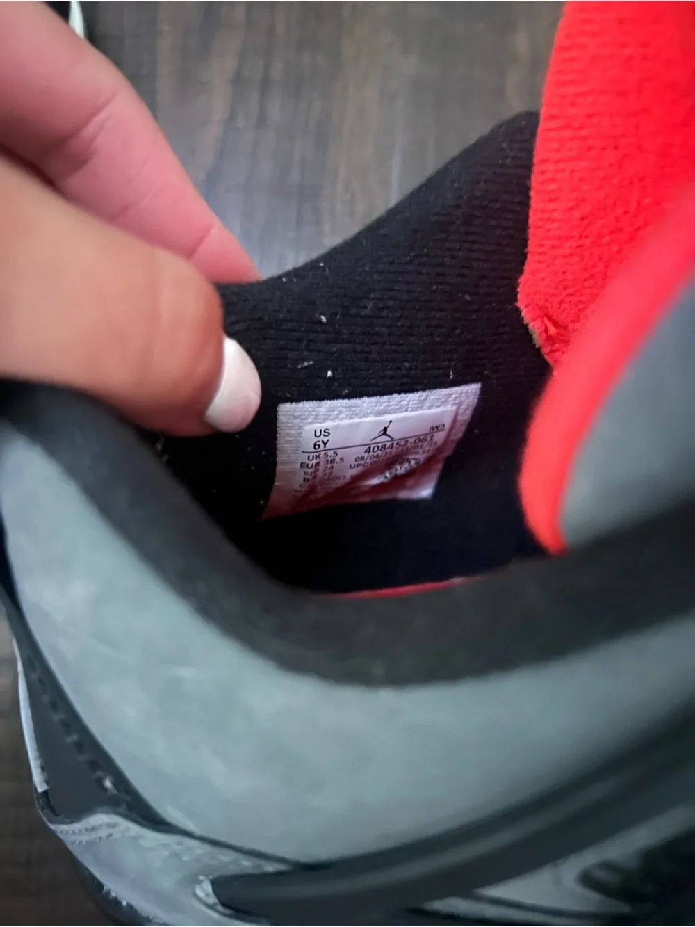 Jordan Men's Gray and Red Lace-Up Retro Sneaker